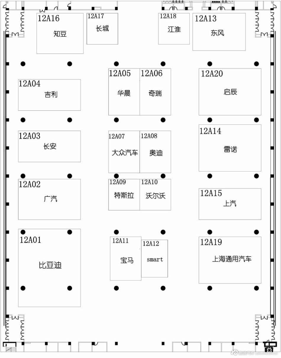 2014广州车展各展馆品牌分布图